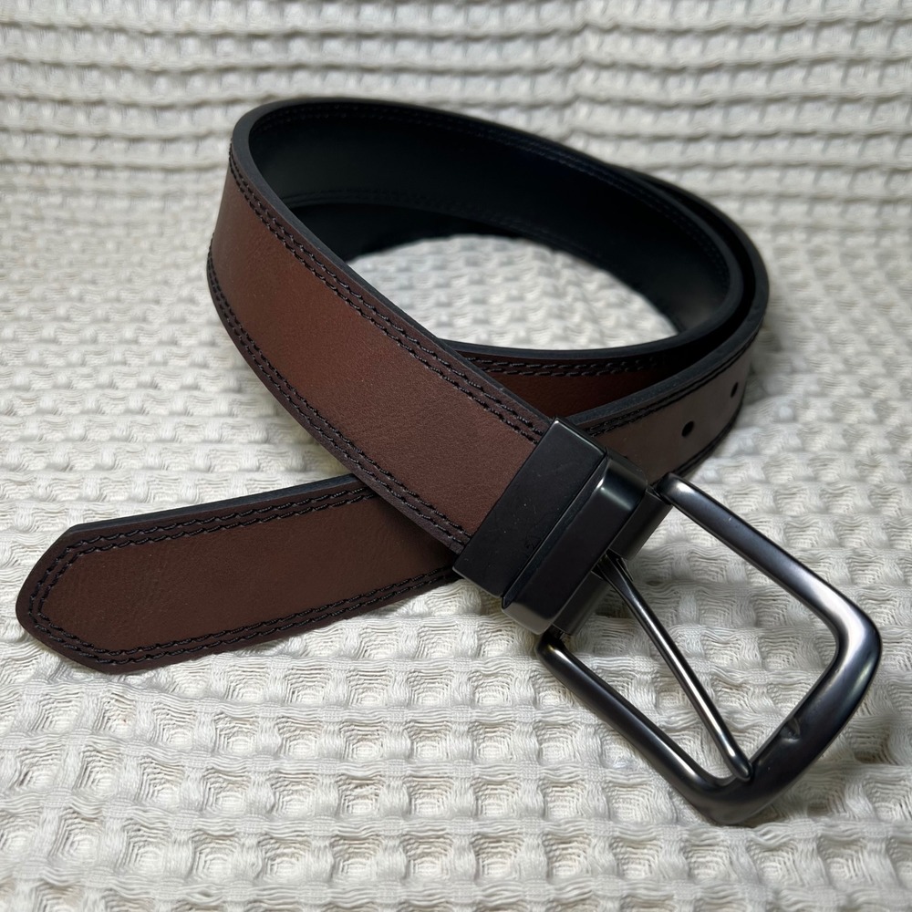 Wrangler Mens Genuine Leather Reversible Belt Brown Black Matte Buckle Size 40